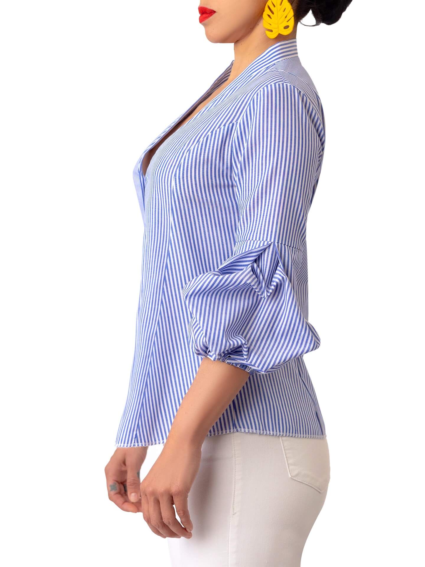 "Yẹmí" Stripe Button Down Shirt - Image 6