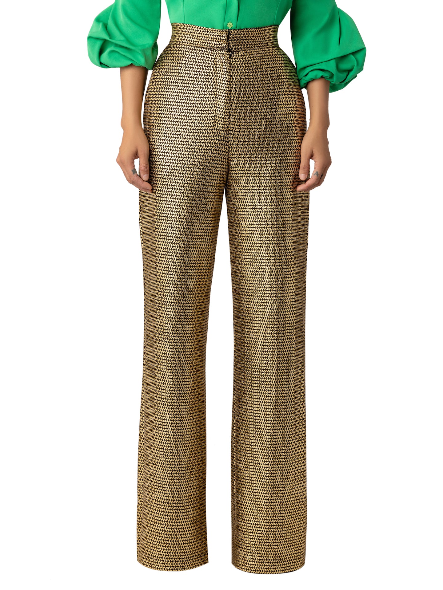 “Zahavia” Gold High Waist Pants - Image 5