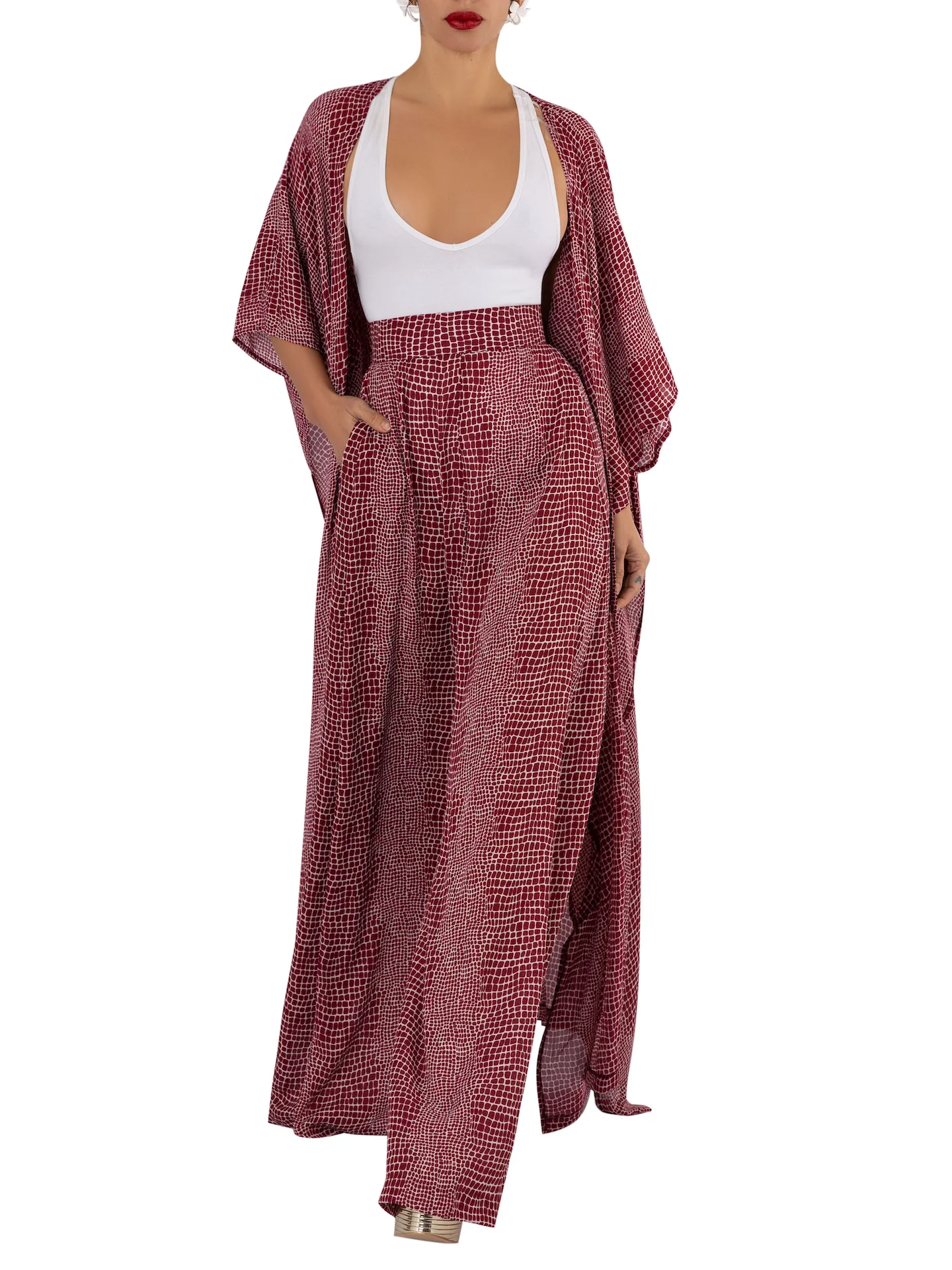 “Zaria” Burgundy Dolman Sleeve Kimono