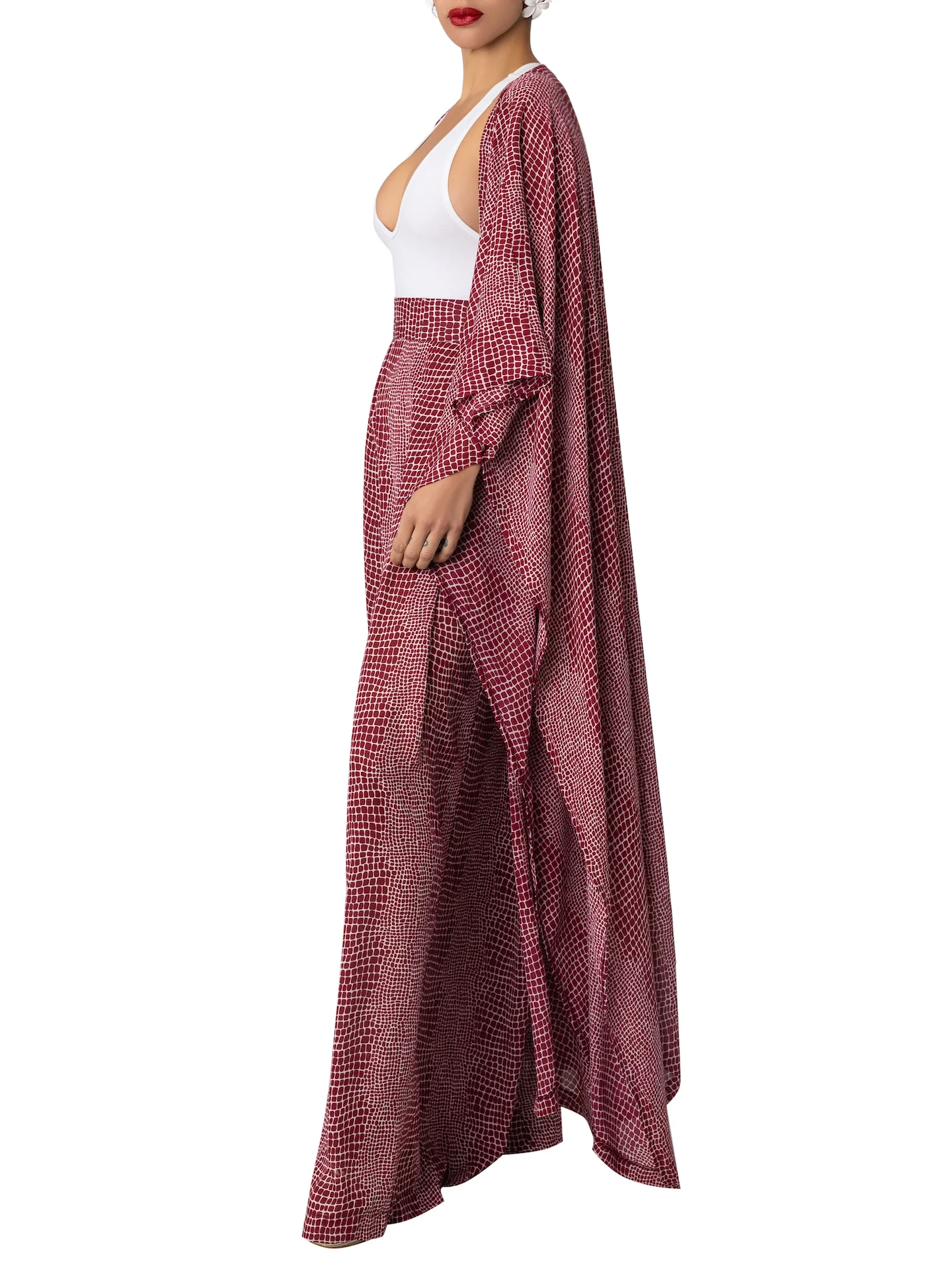 “Zaria” Burgundy Dolman Sleeve Kimono - Image 2