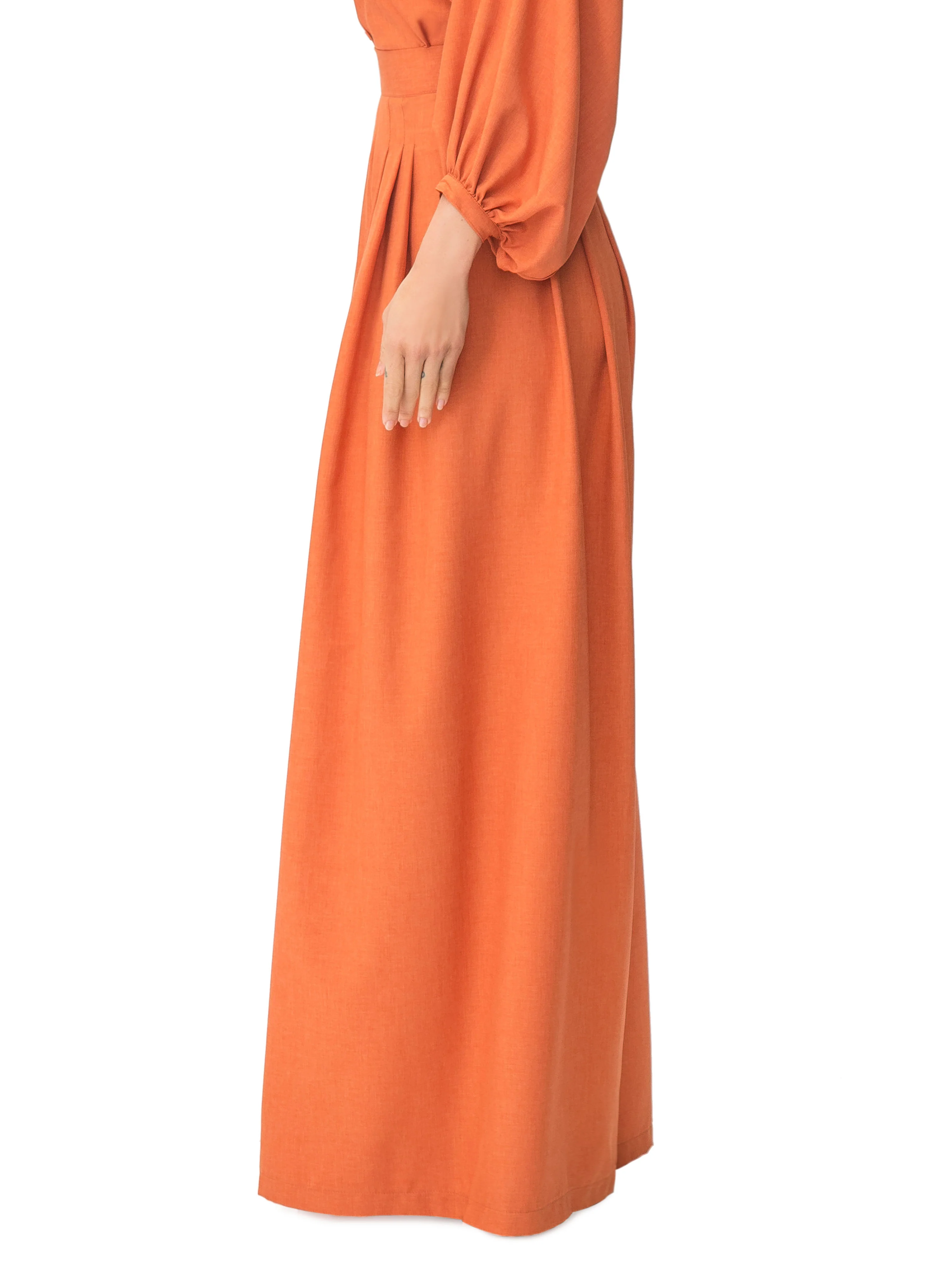 "Ziggy" Rust Pleated High Waist Pants - Image 4