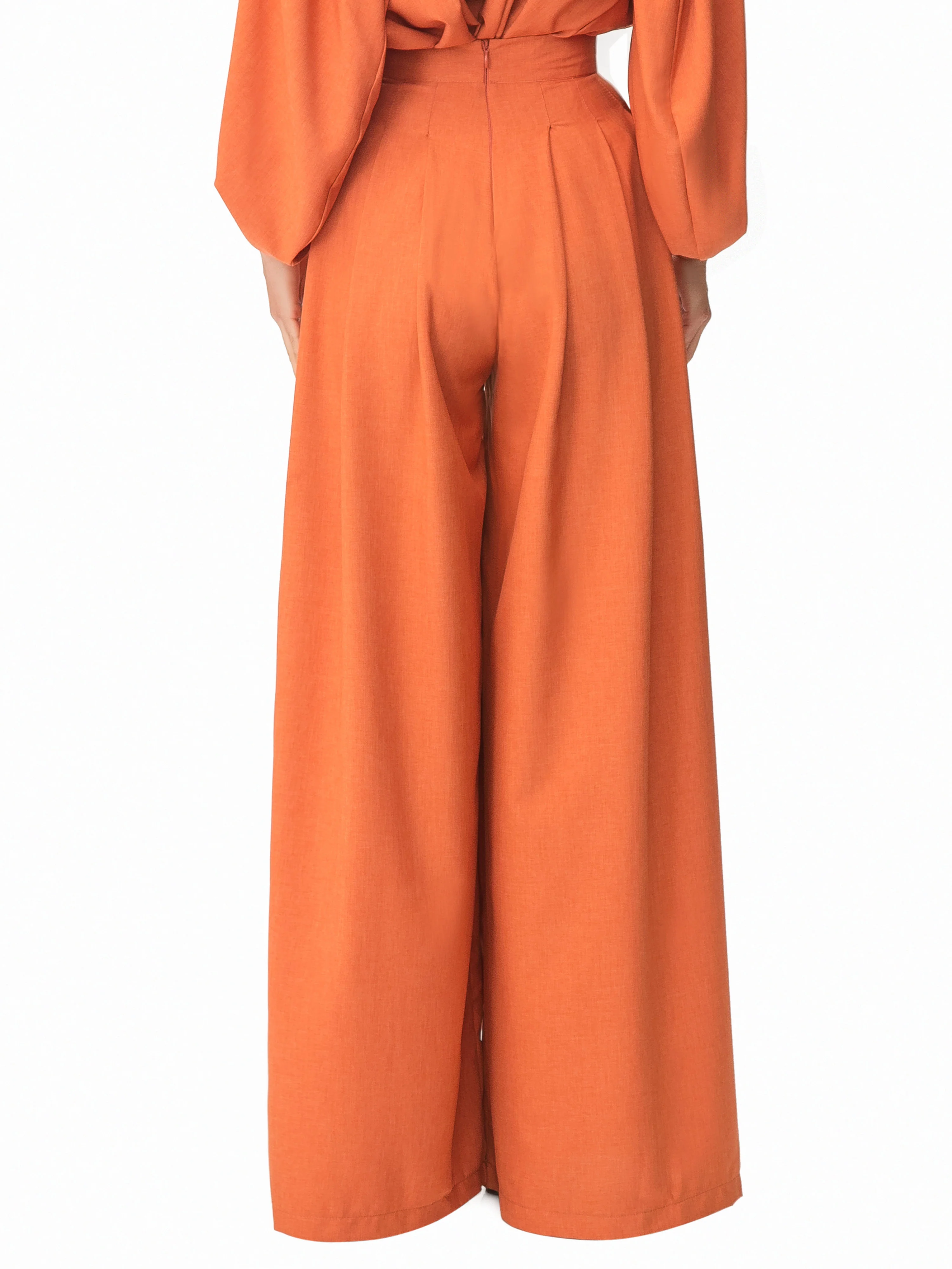 "Ziggy" Rust Pleated High Waist Pants - Image 5