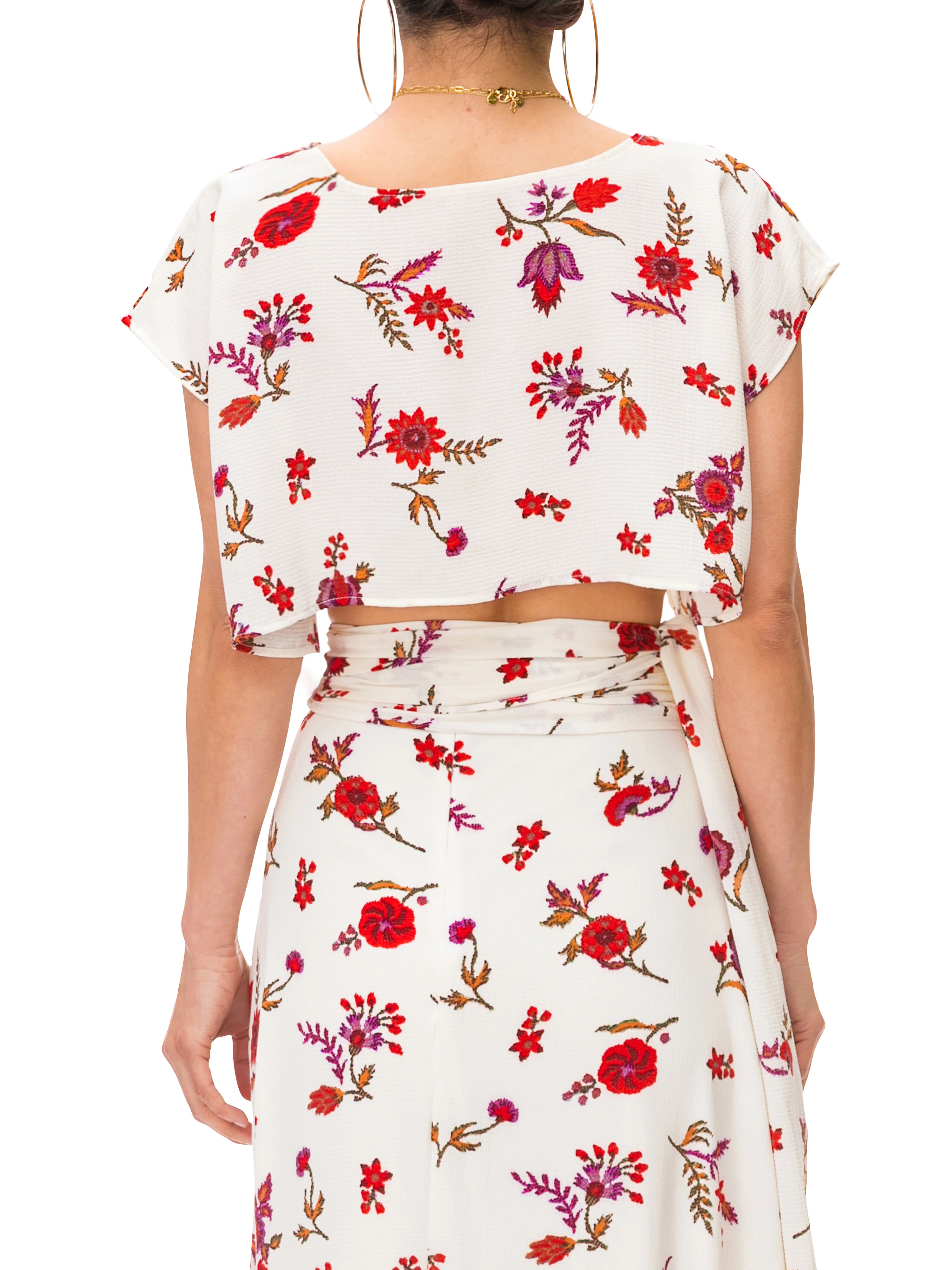 "Zinnia" Floral Crop Top w/Side Slits - Image 6